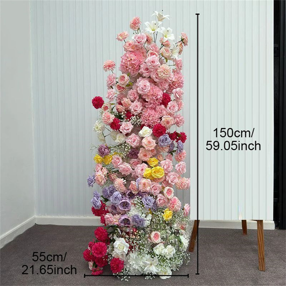 5D Luxury Colorful Wedding Backdrop Floral Arrangement Flower Row Colorful Babysbreath Flower Runner flower arch