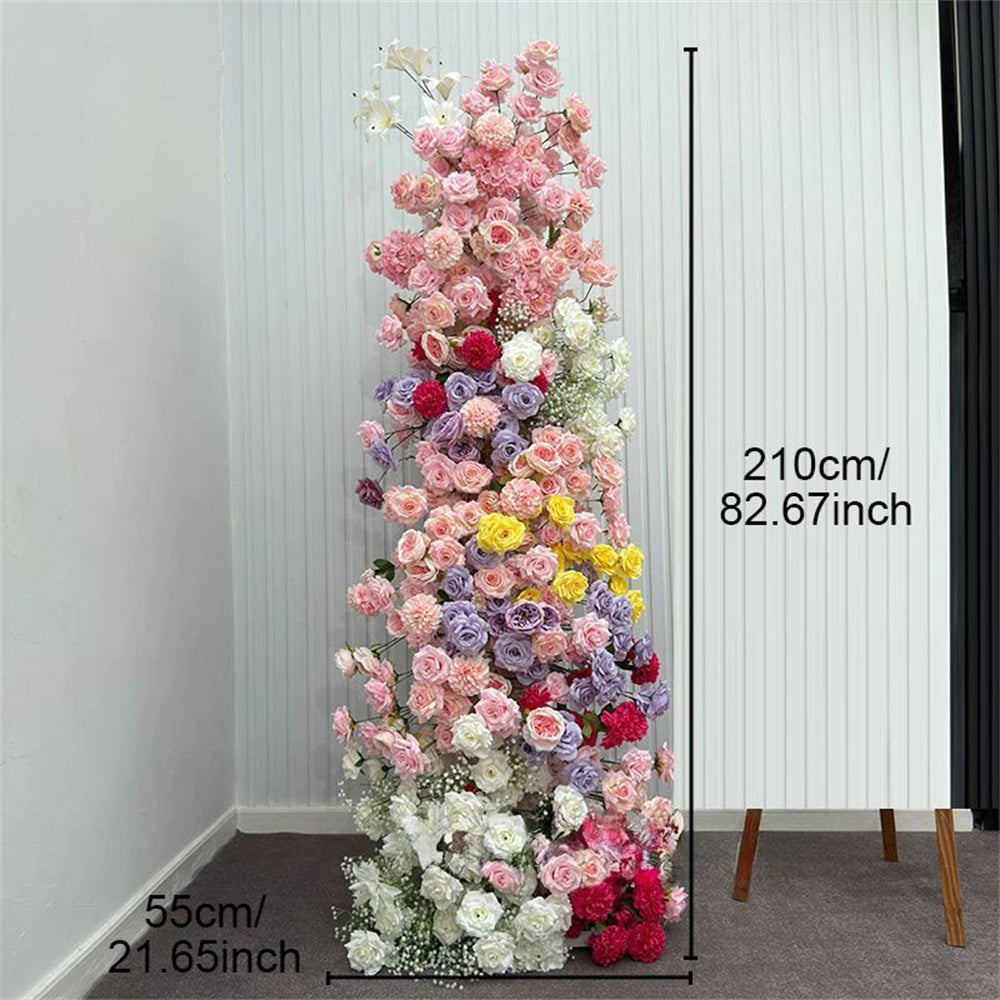 5D Luxury Colorful Wedding Backdrop Floral Arrangement Flower Row Colorful Babysbreath Flower Runner flower arch