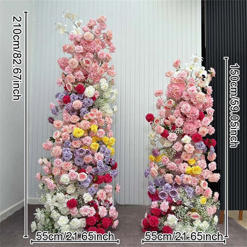 5D Luxury Colorful Wedding Backdrop Floral Arrangement Flower Row Colorful Babysbreath Flower Runner flower arch