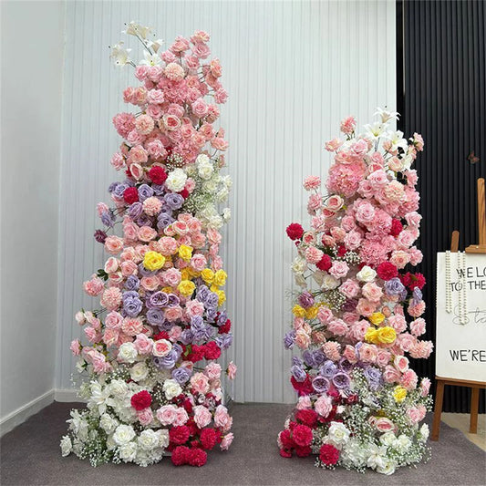 5D Luxury Colorful Wedding Backdrop Floral Arrangement Flower Row Colorful Babysbreath Flower Runner flower arch