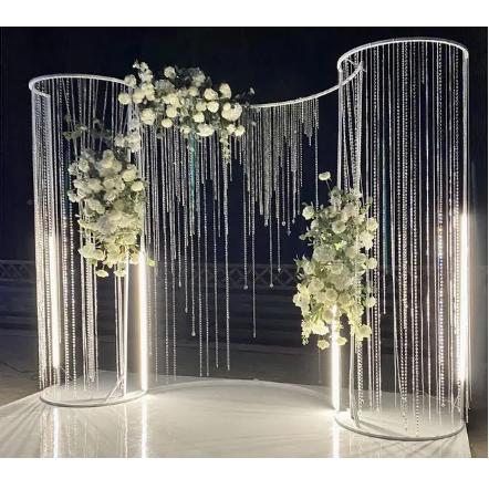 Curved Beads Curtains Backdrop Frame Metal Arch Backdrop Stand for Wedding Decoration